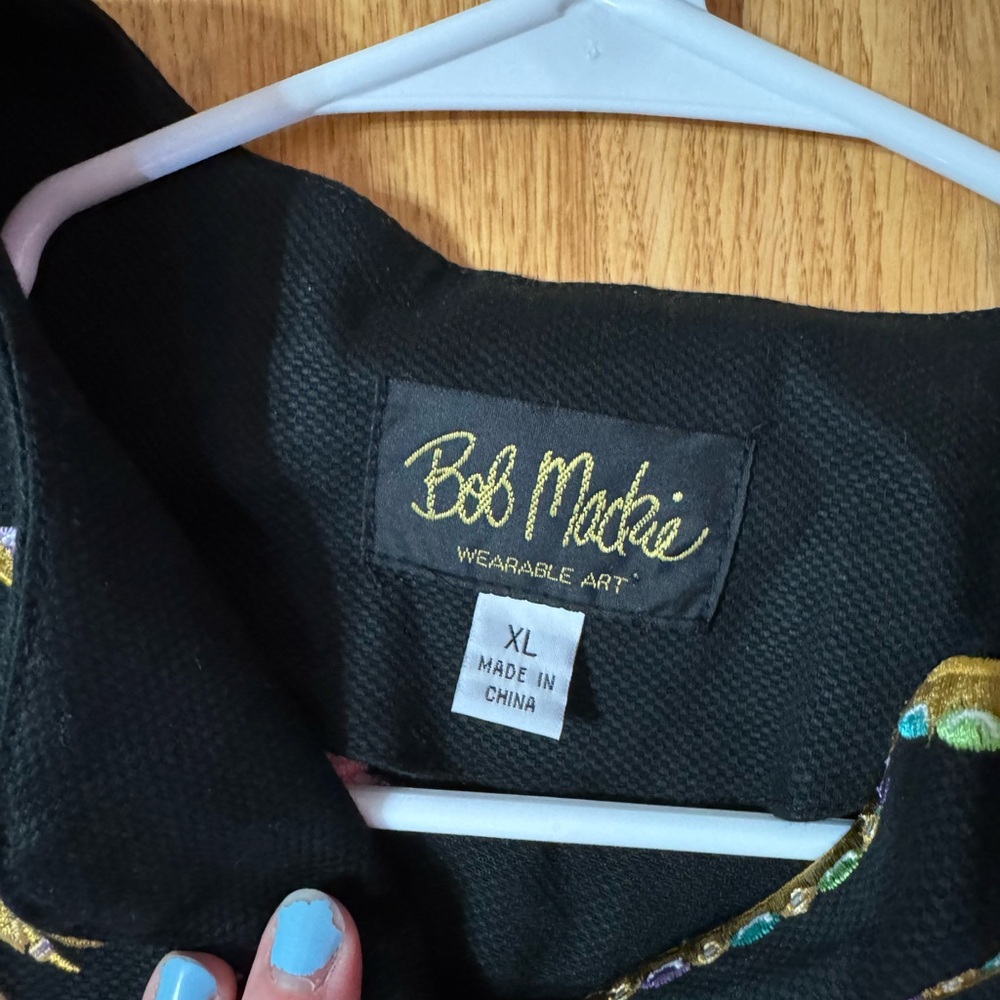 Vintage Bob Mackie Wearable Art Tunic Jacket w/ Embroidered Elephants Boho Indie - Picture 10 of 13